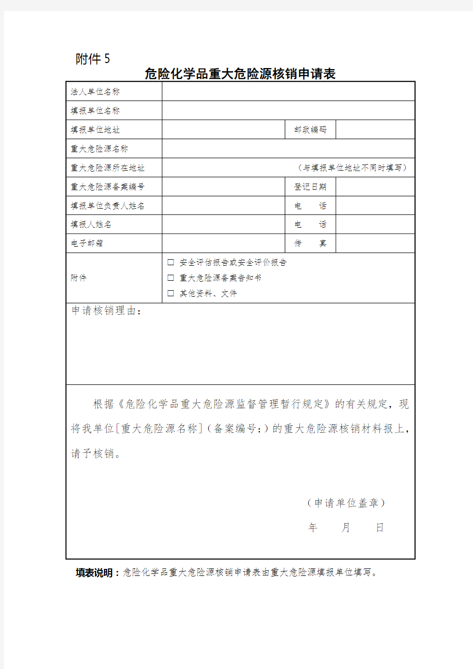 重大危险源核销申请表.doc