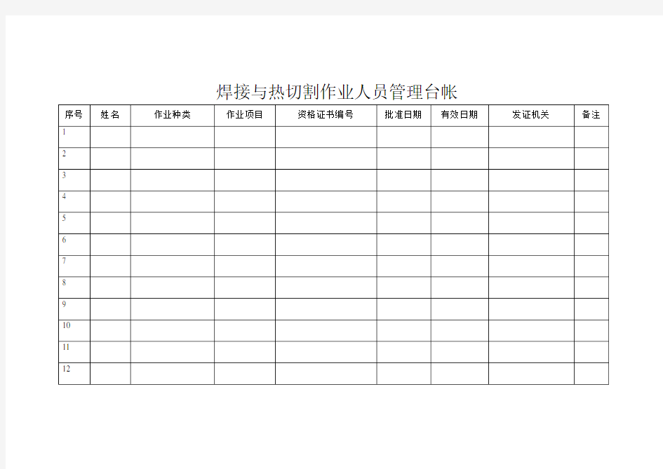 特种作业人员管理台帐