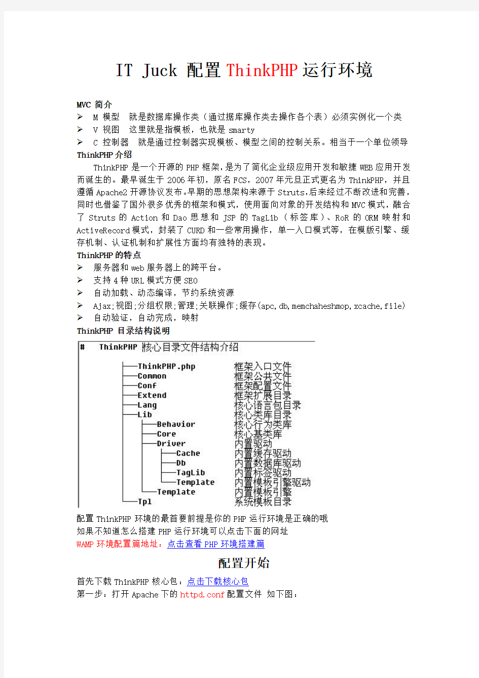 THINKPHP 运行环境详解配置