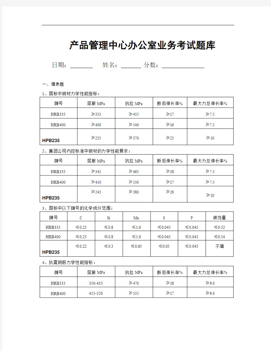 精选资料办公室业务知识培训题库