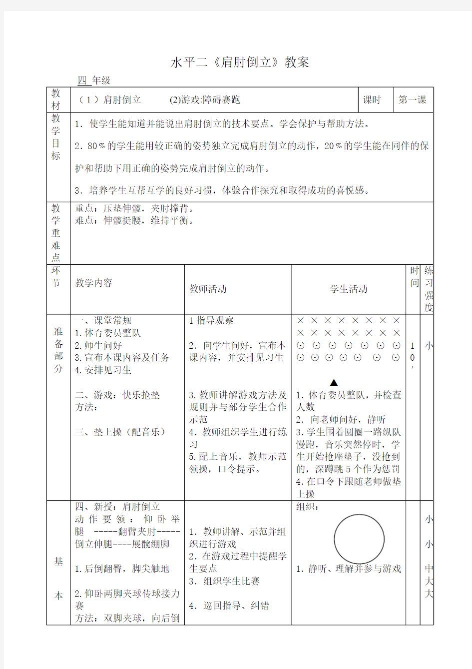 (完整word版)肩肘倒立公开课教案