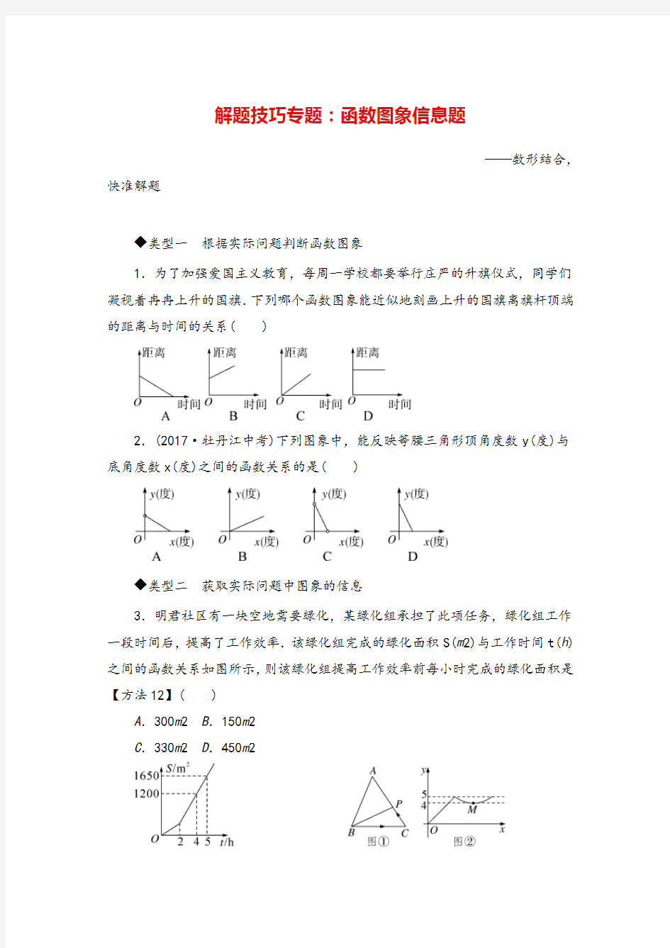 解题技巧专题：函数图象信息题人教八年级下册数学