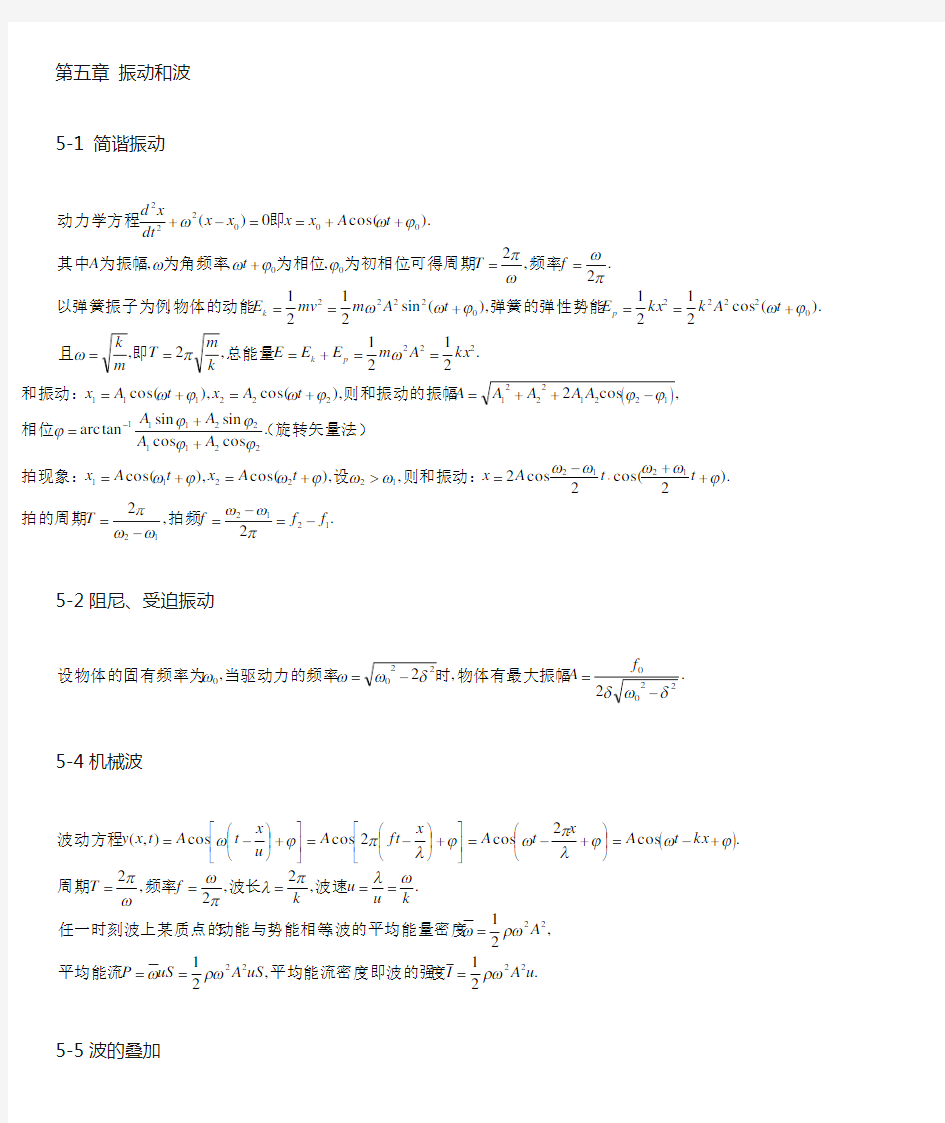 东南大学大学物理下复习总结(自己总结 良心推荐!)