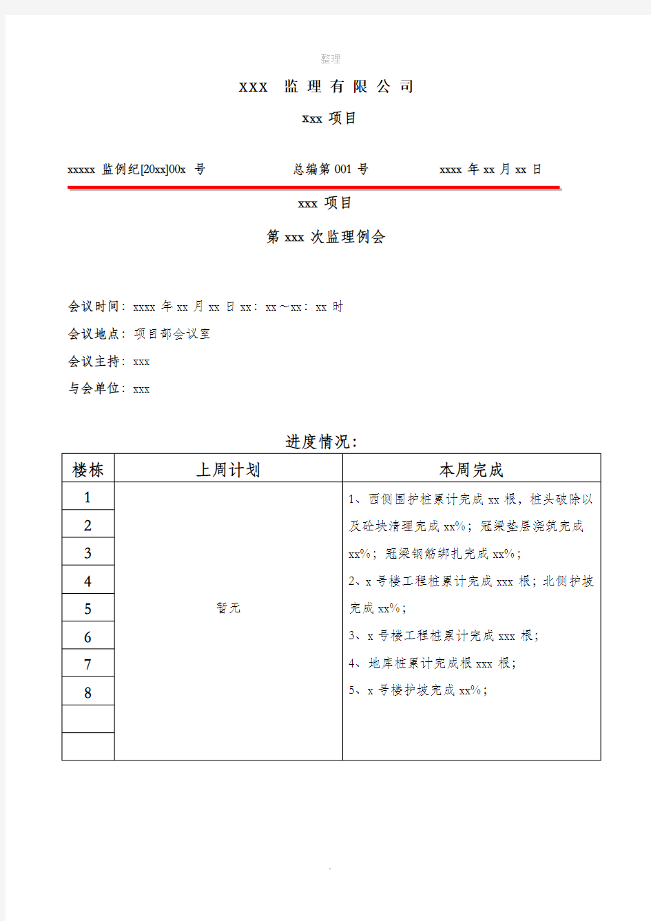 监理例会(模板)