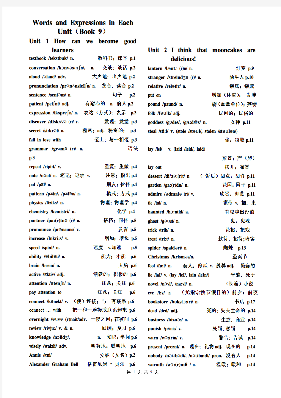 2014年九年级英语全册单词表人教版新目标 (1)