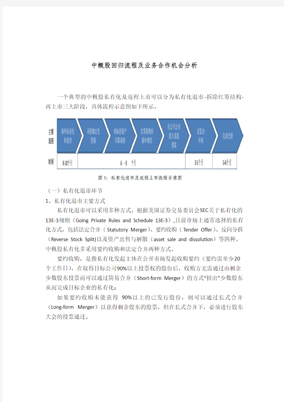 中概股回归流程及业务合作机会分析