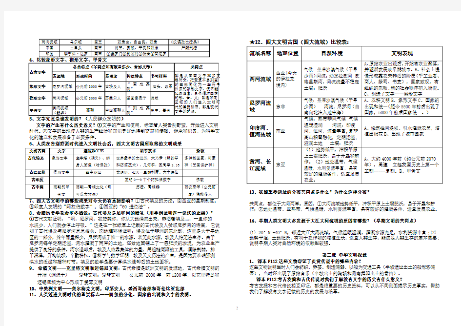 2012新人教版历史与社会七年级下册第八单元复习提纲