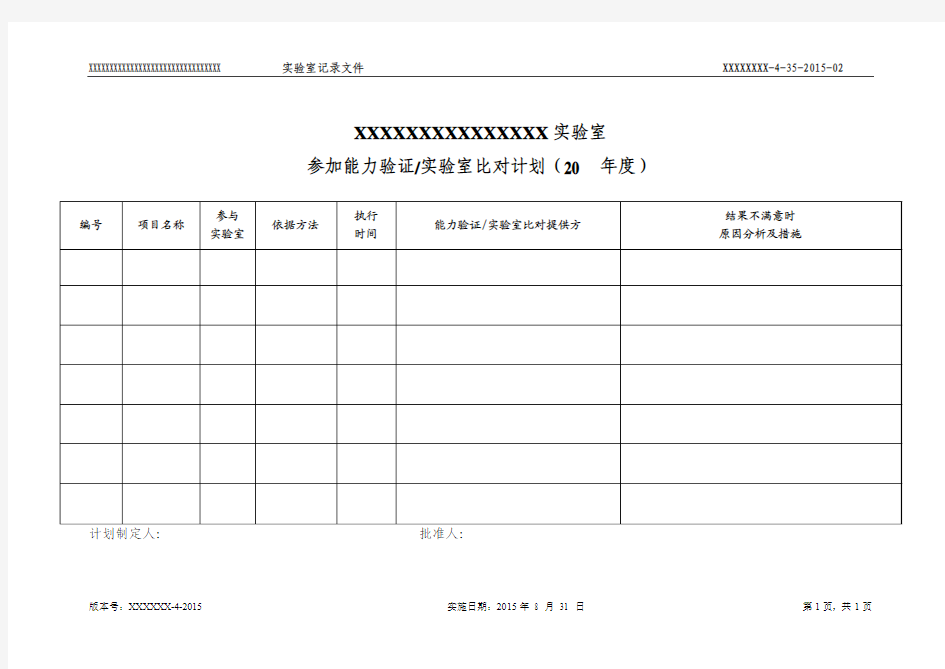 2016能力验证计划表