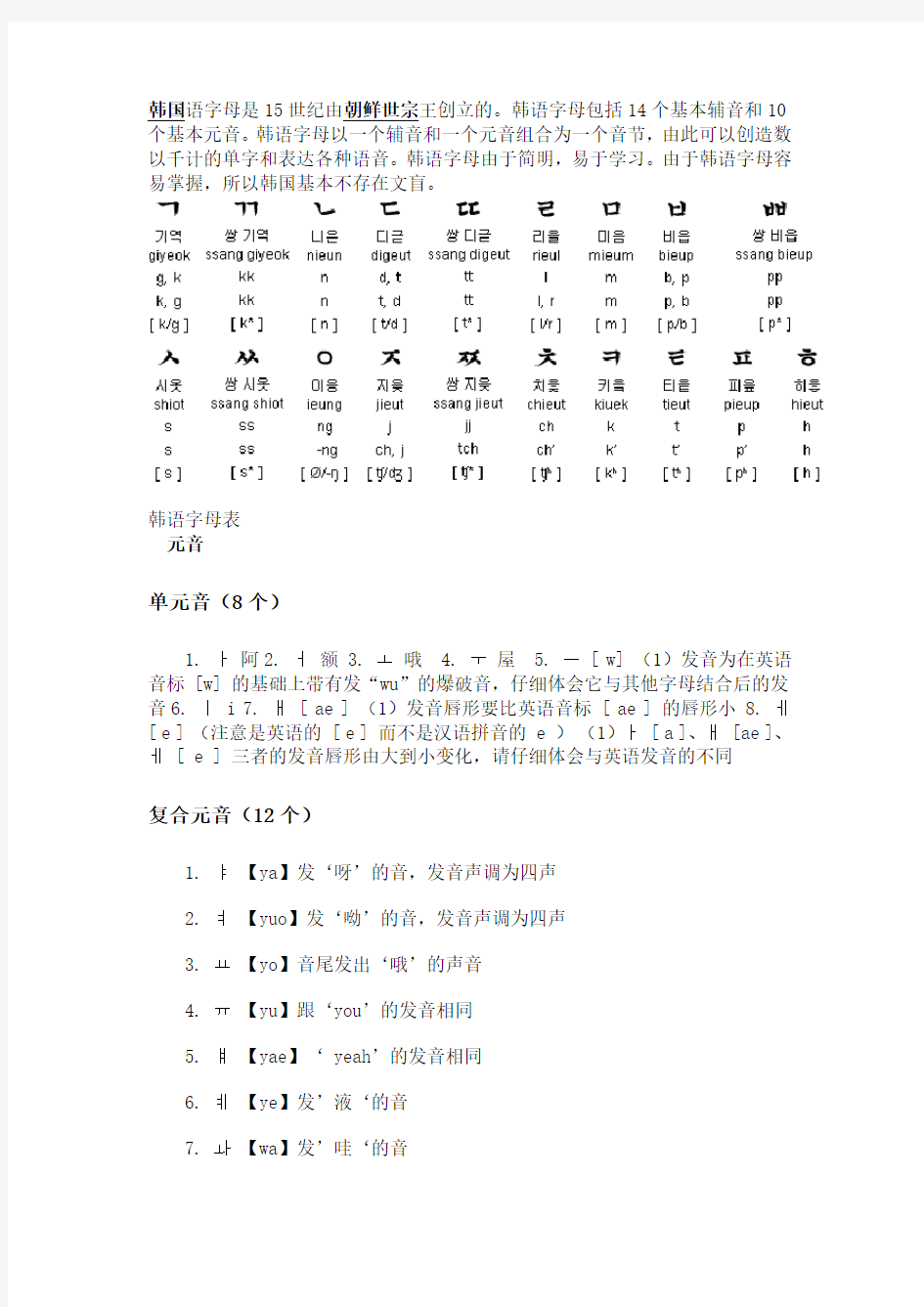 韩国语字母
