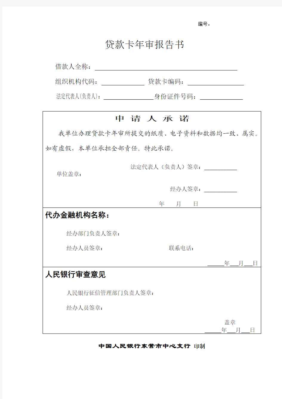 东营-贷款卡年审报告书(201301)1