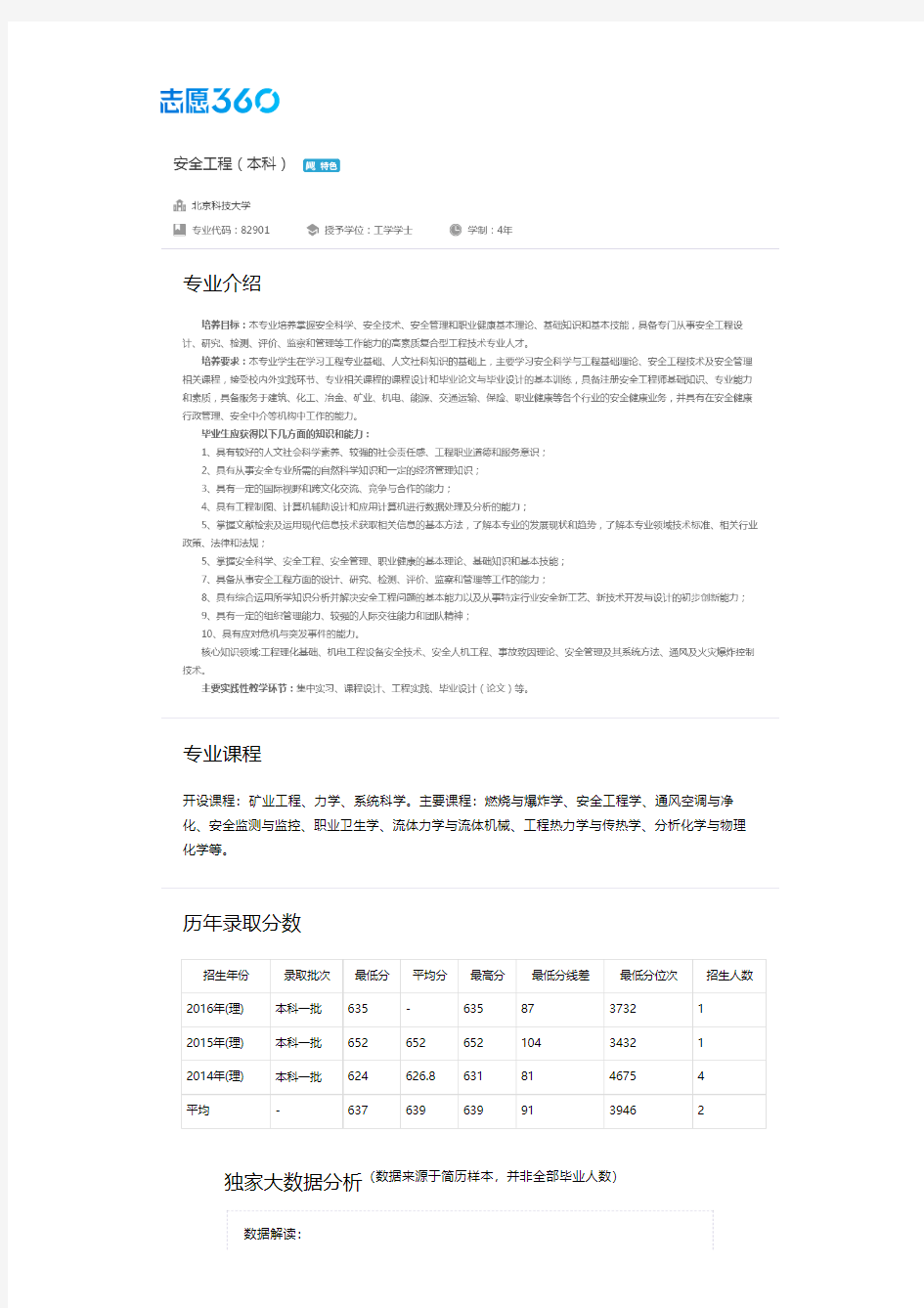 2013-2017年北京科技大学安全工程专业毕业生就业大数据报告