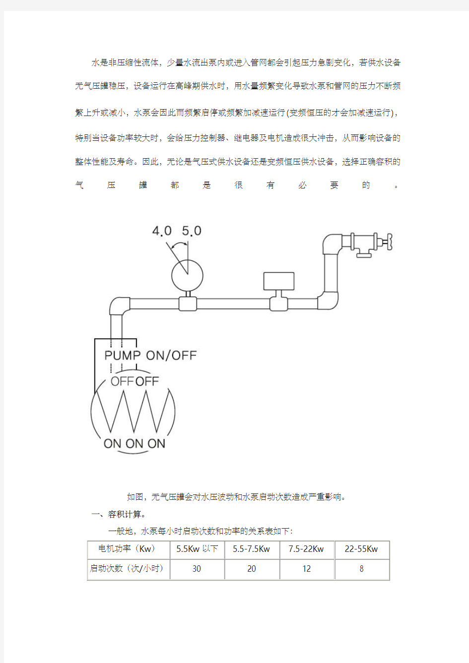 隔膜式气压罐容积计算及压力等级选择