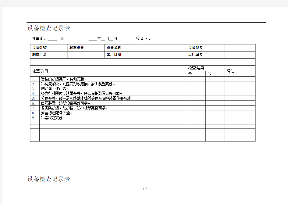 设备检查记录表