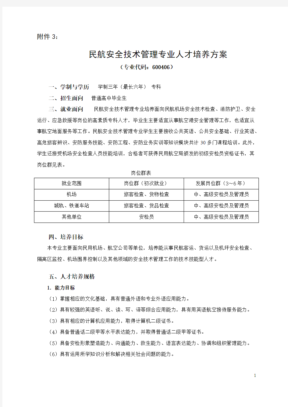 民航安全技术管理专业人才培养方案