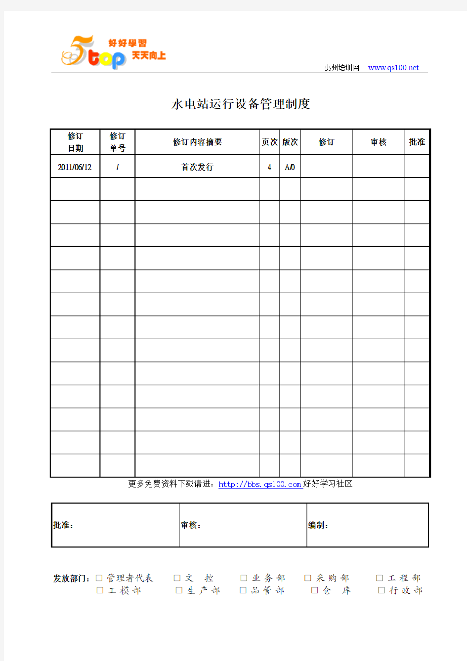 水电站运行设备管理制度