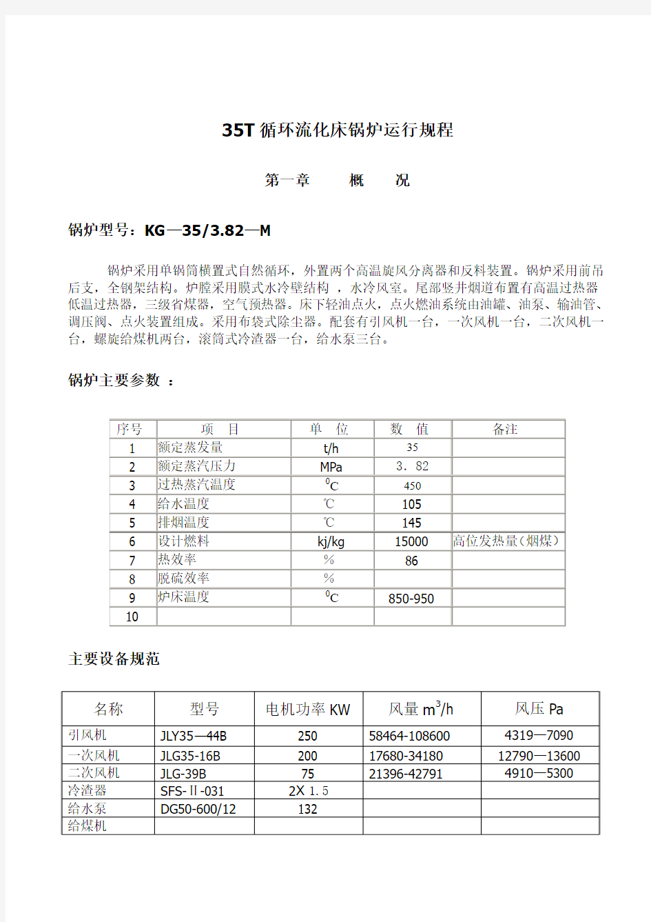 35吨循环流化床锅炉运行操作规程要点