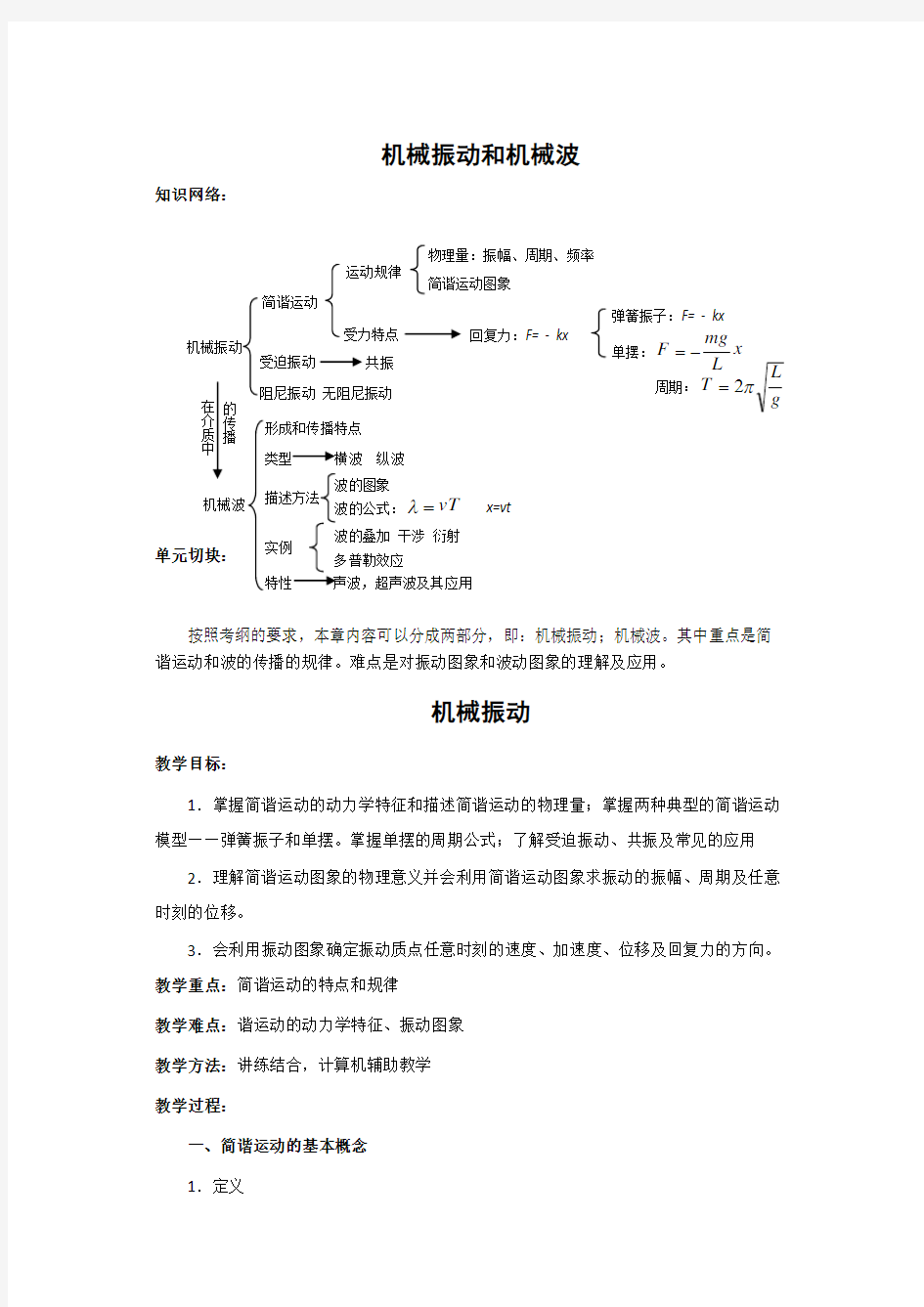 高考物理机械振动和机械波