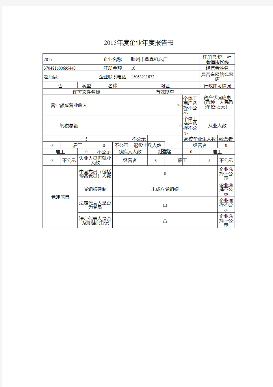 全国企业信用信息公示系统年度报告