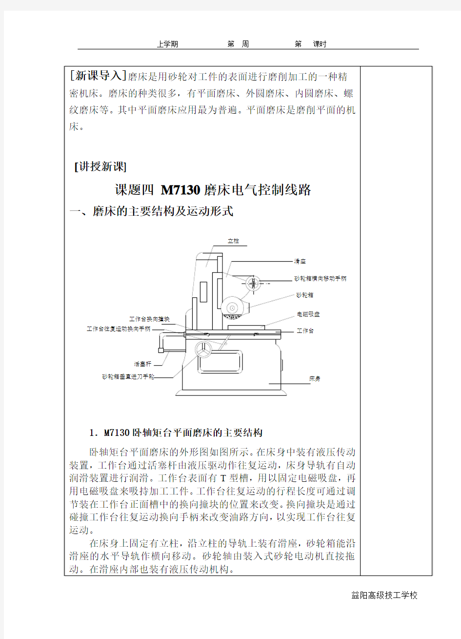 M7130型平面磨床电气控制线路分析