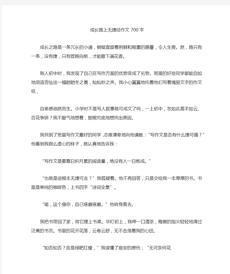 成长路上无捷径优秀作文700字