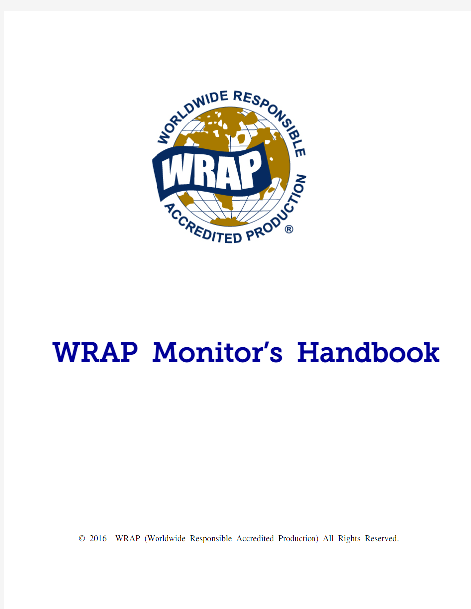 WRAP Monitor's Handbook 2016