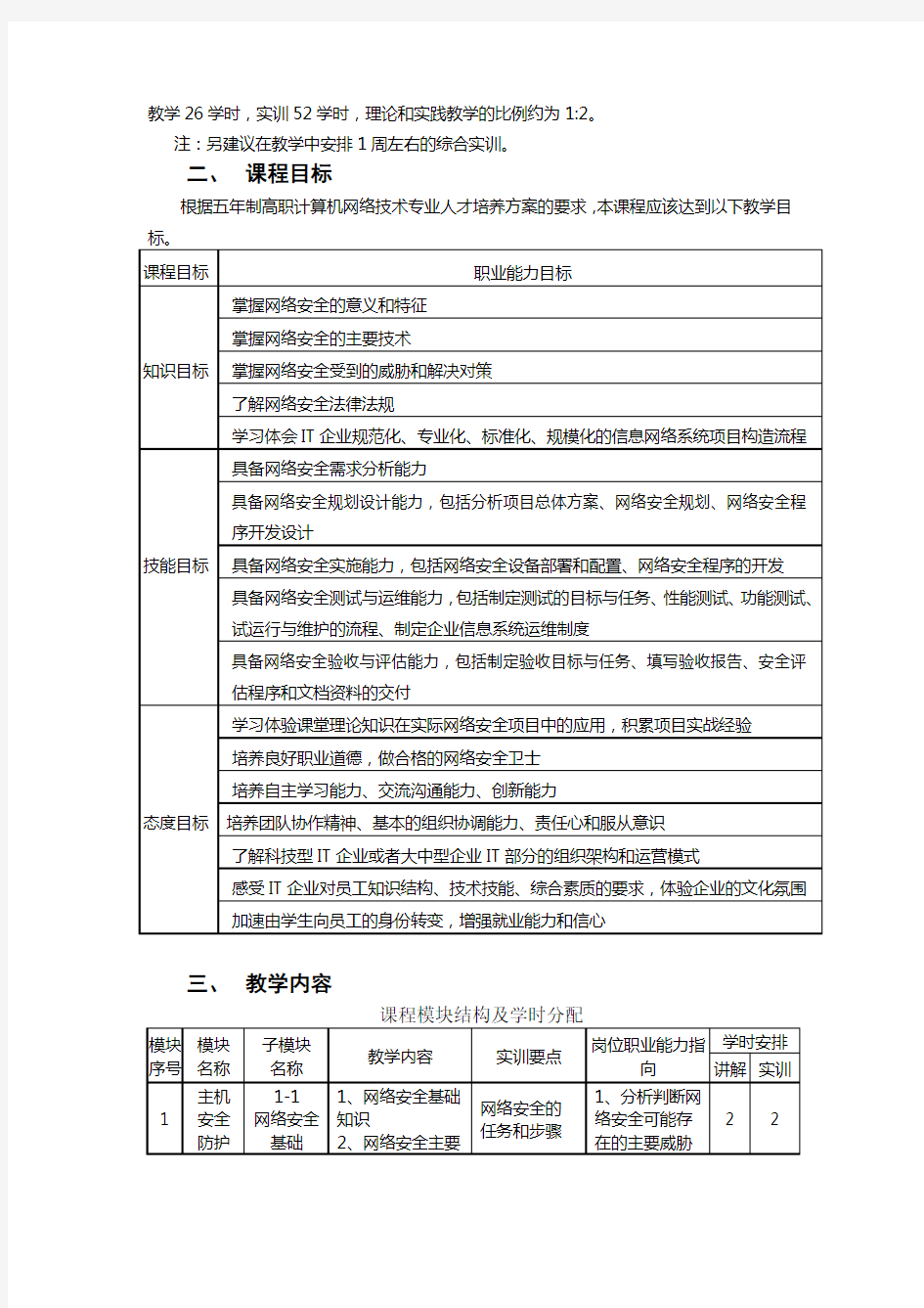 网络安全技术课程标准