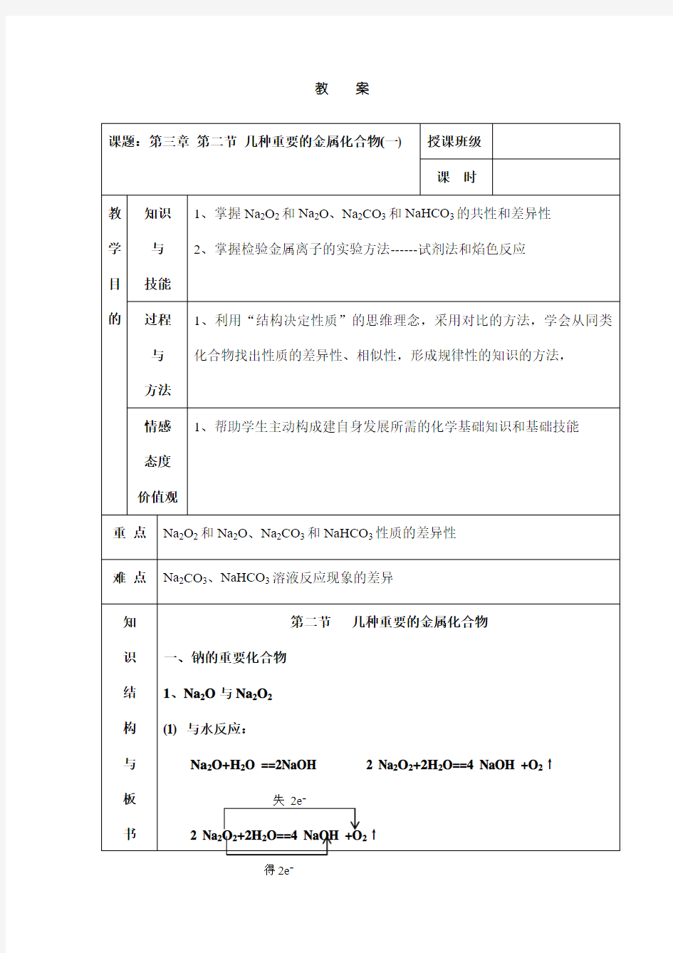 化学几种重要的金属化合物化学