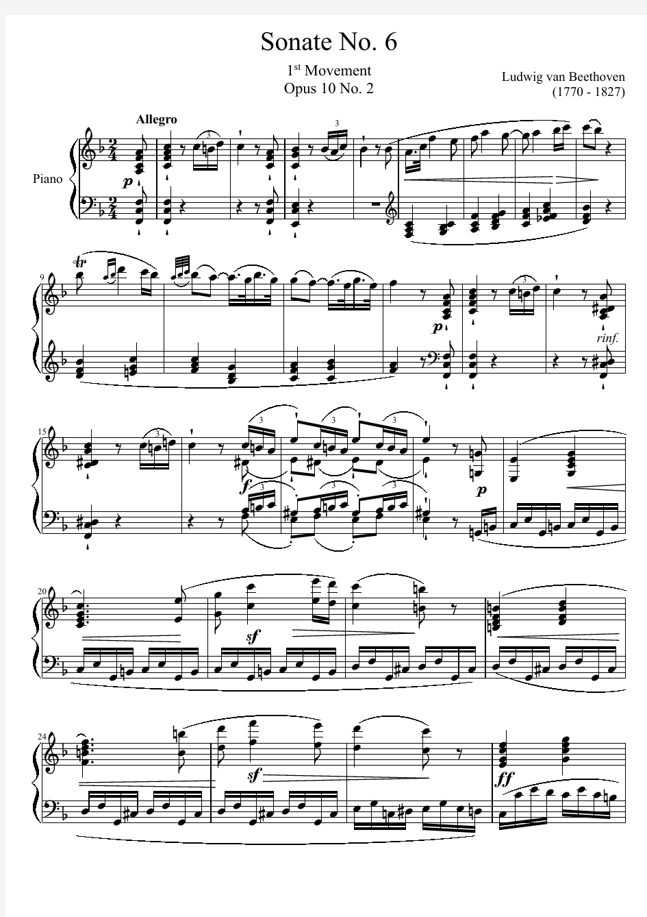 Sonate_No._6_1st_Movement Op. 10 No.2(贝多芬钢琴奏鸣曲)