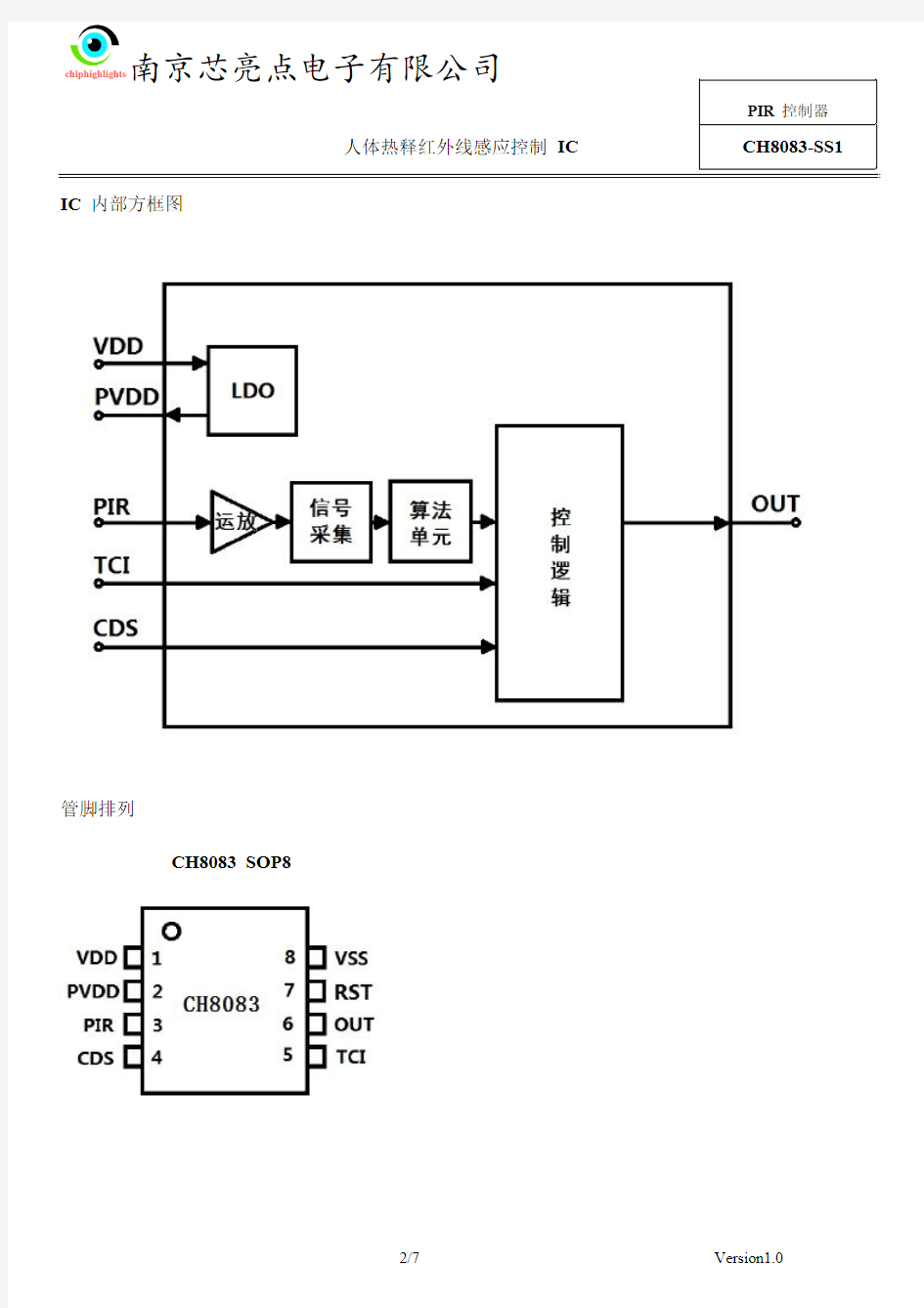 人体红外感应控制IC芯片CH8083