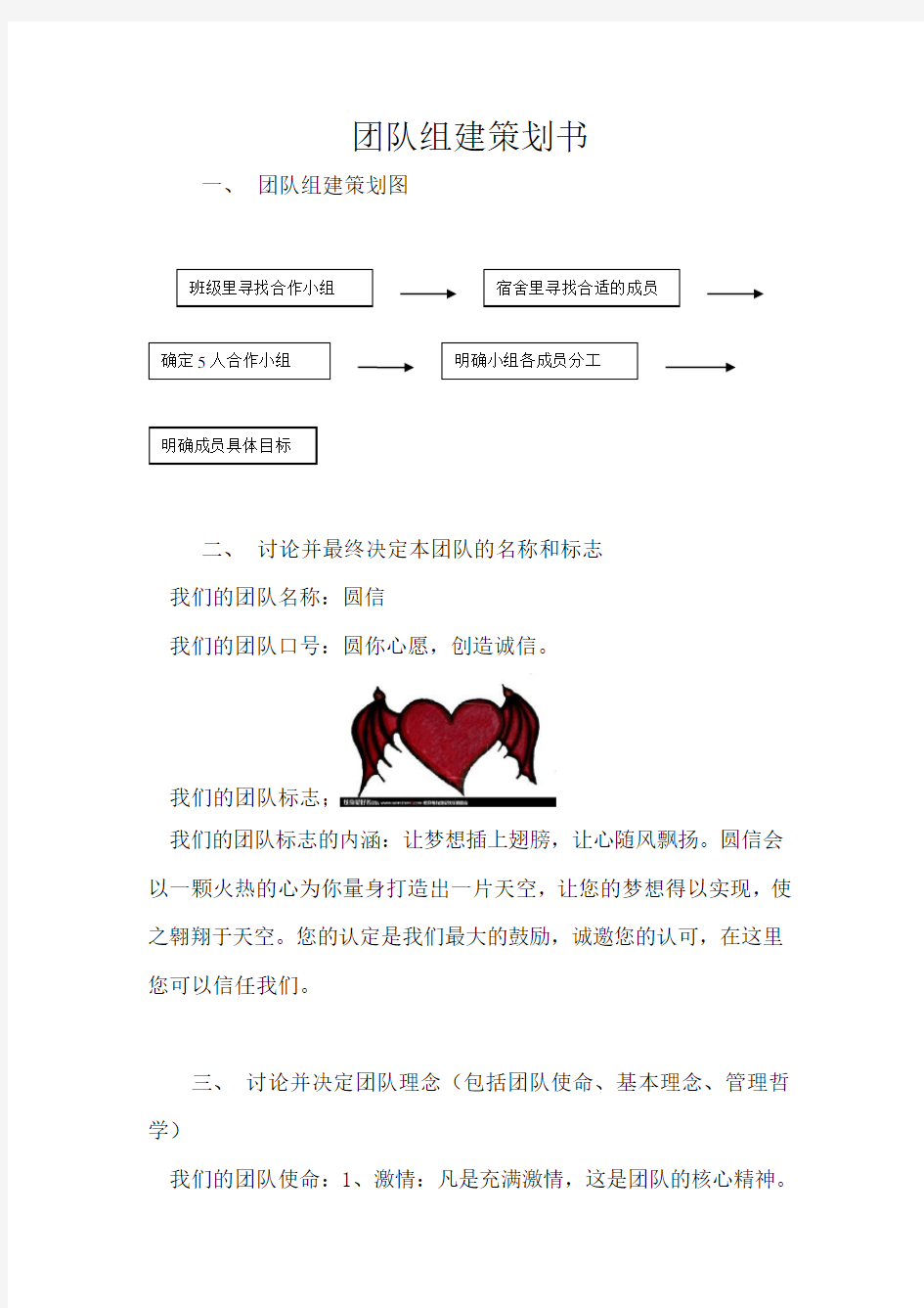 1、团队组建策划书