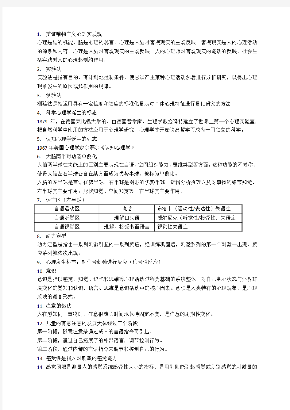 普通心理学考点