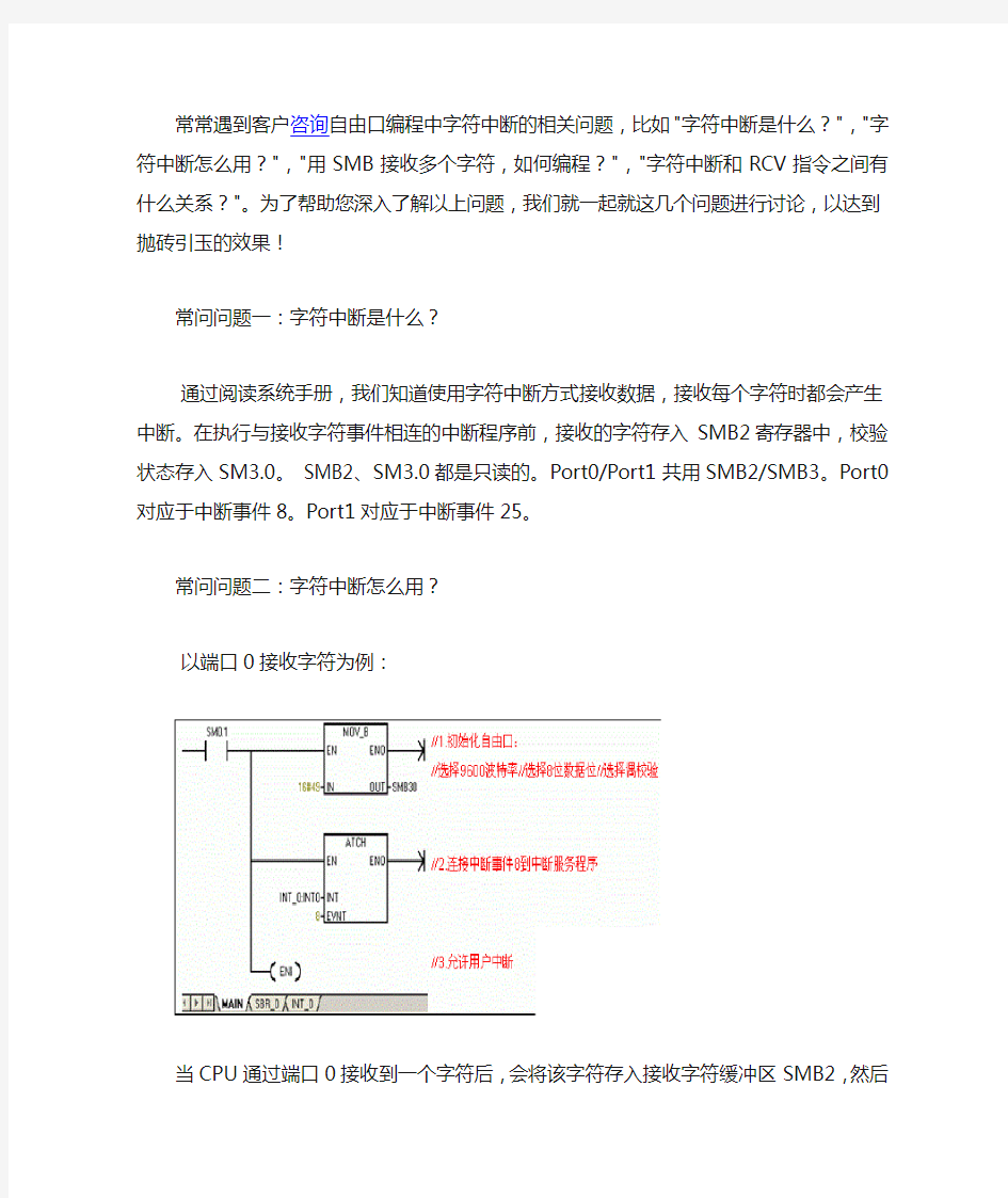 西门子200PLC自由口通信字符中断