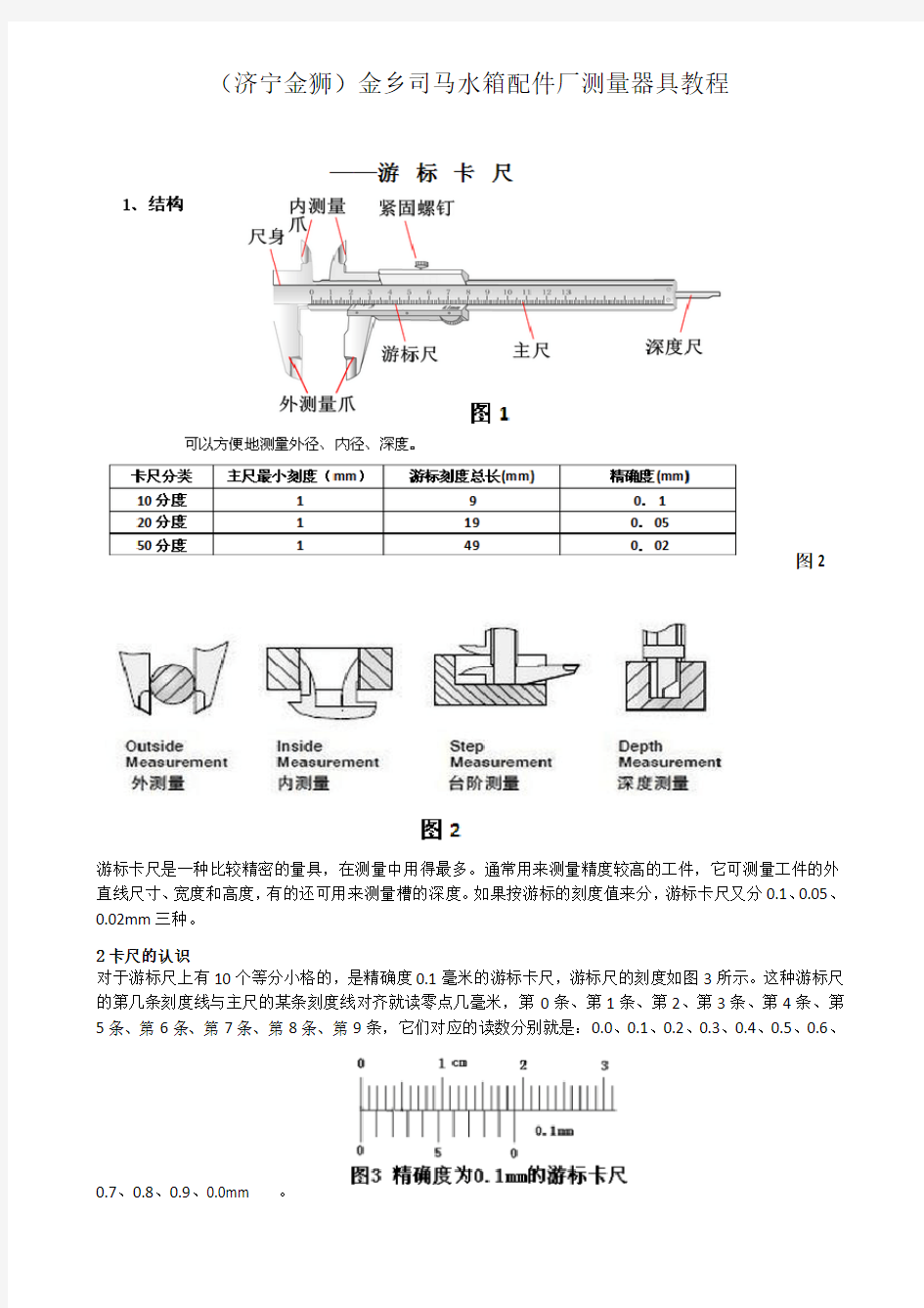 游标卡尺的认识及使用