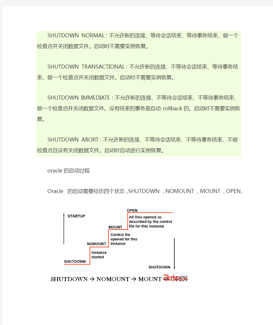 数据库SHUTDOWN与重启过程