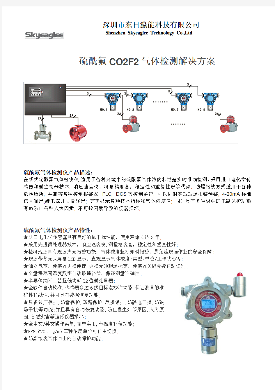 硫酰氟CO2F2气体检测解决方案