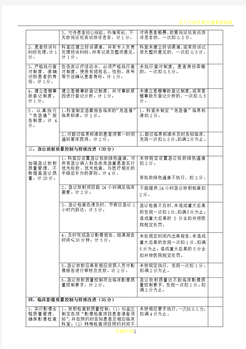 放射科医疗质量评价体系与考核标准