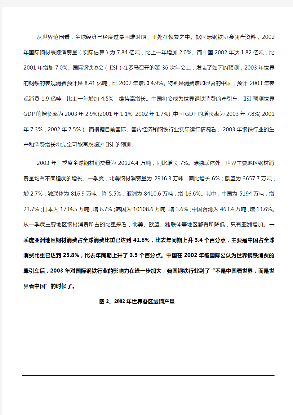 2003中国钢铁行业调查报告