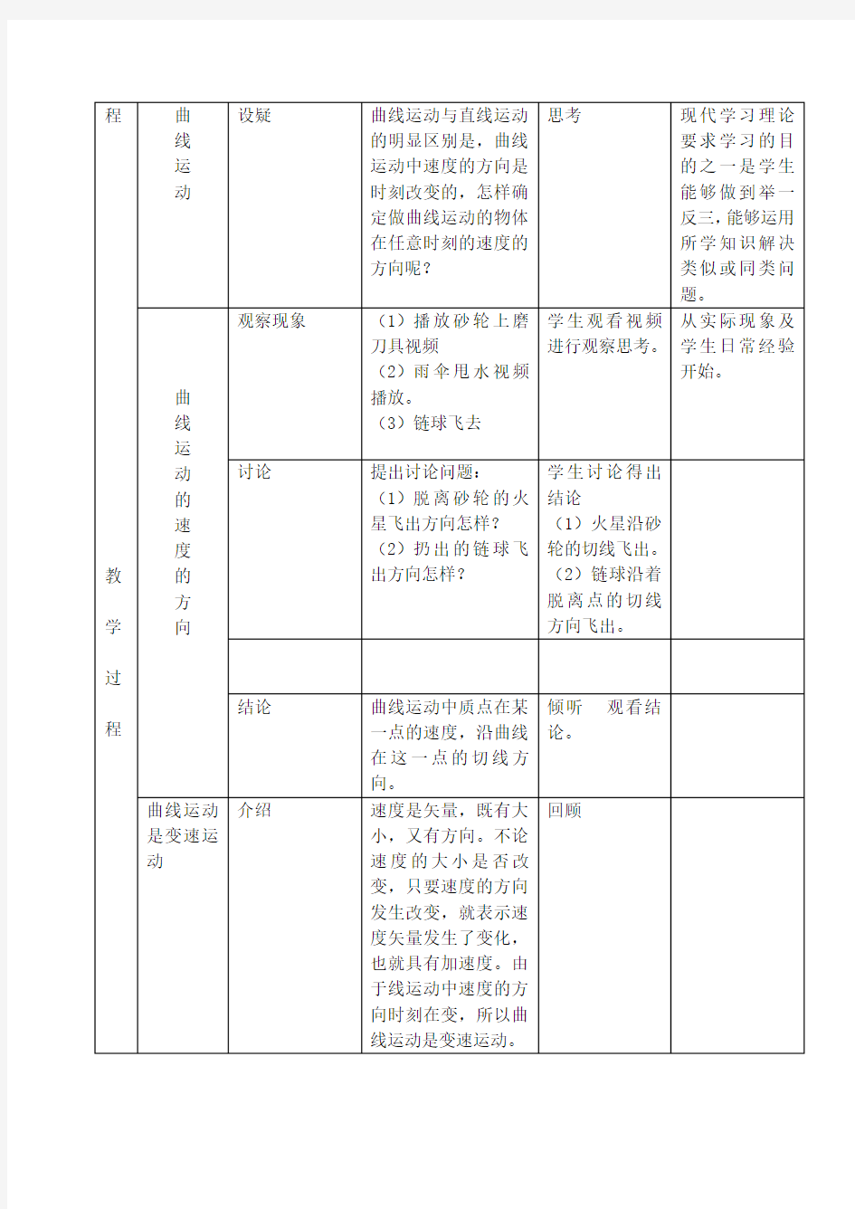 曲线运动教学设计