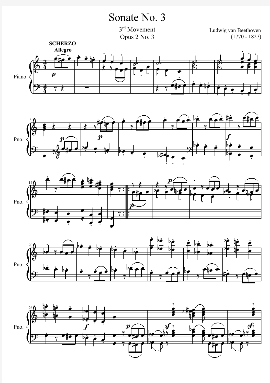 贝多芬第三钢琴奏鸣曲钢琴谱(第三乐章)-Op.2-No.3(高清原版PDF)