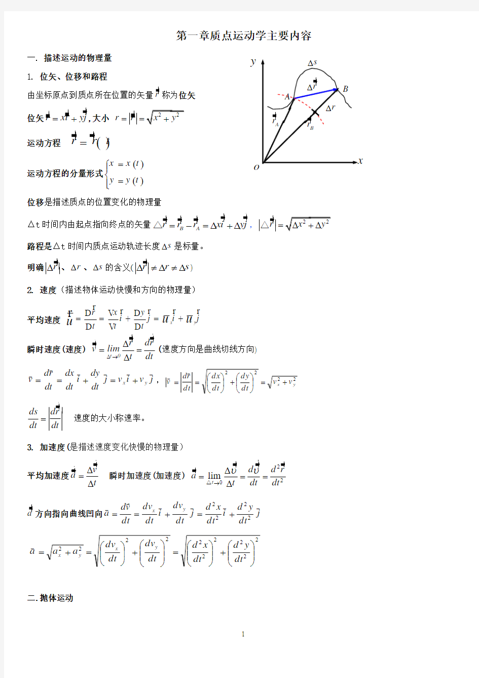 大学物理知识点总结讲解