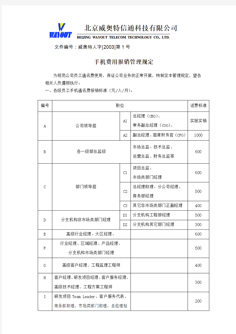 xx科技有限公司手机费用报销管理规定