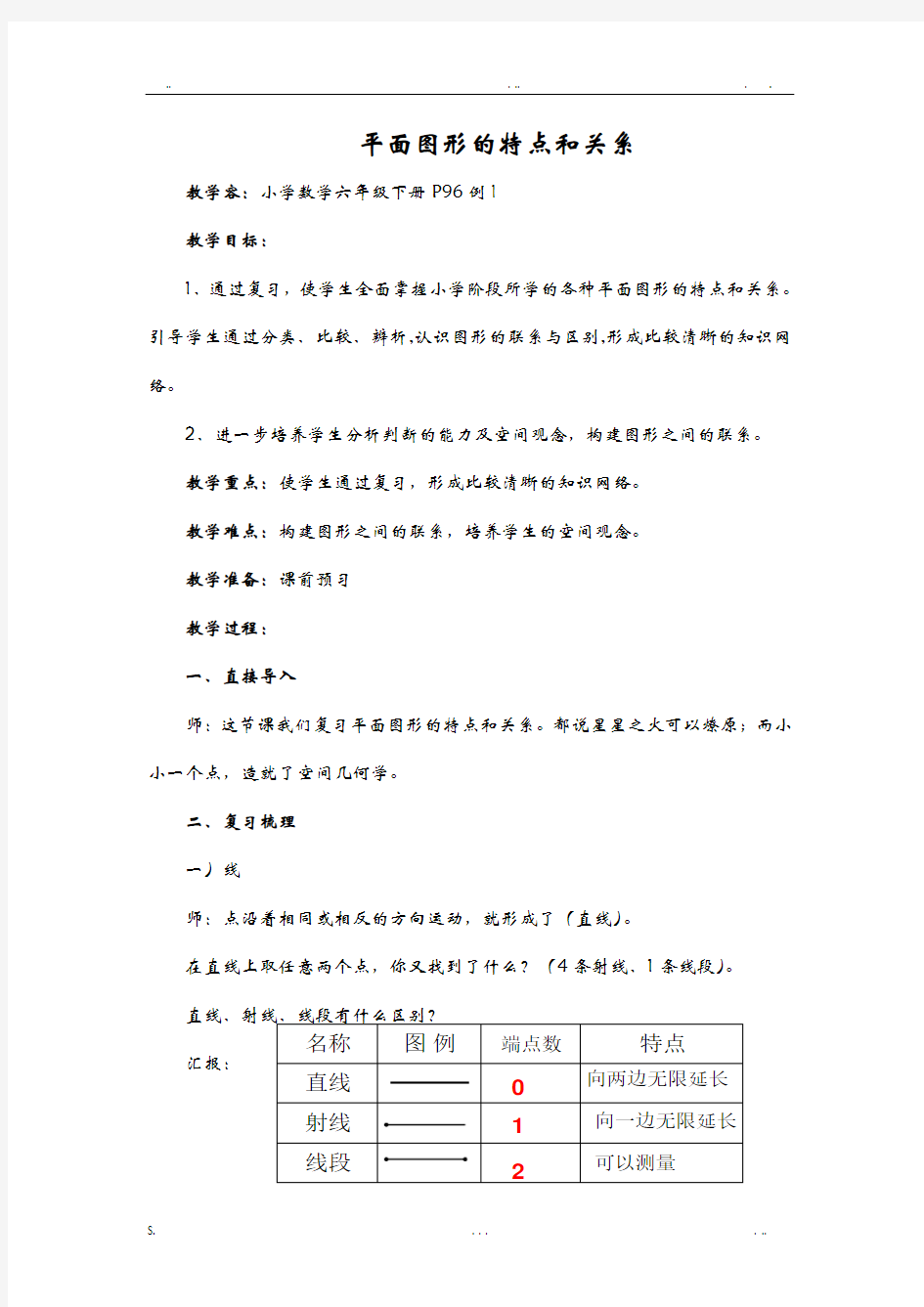 _平面图形的特点和关系