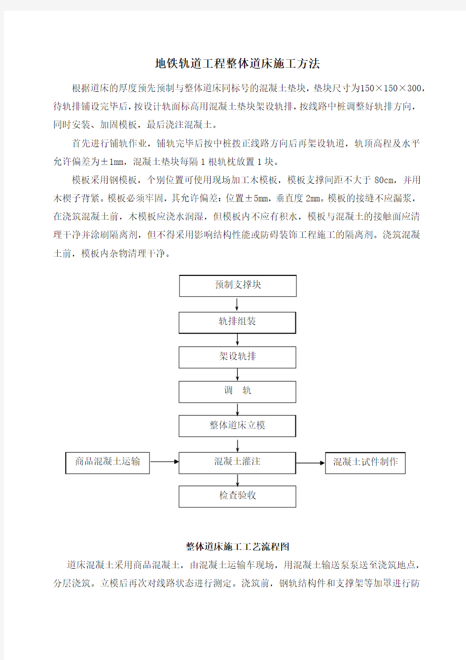 地铁轨道工程整体道床施工方法