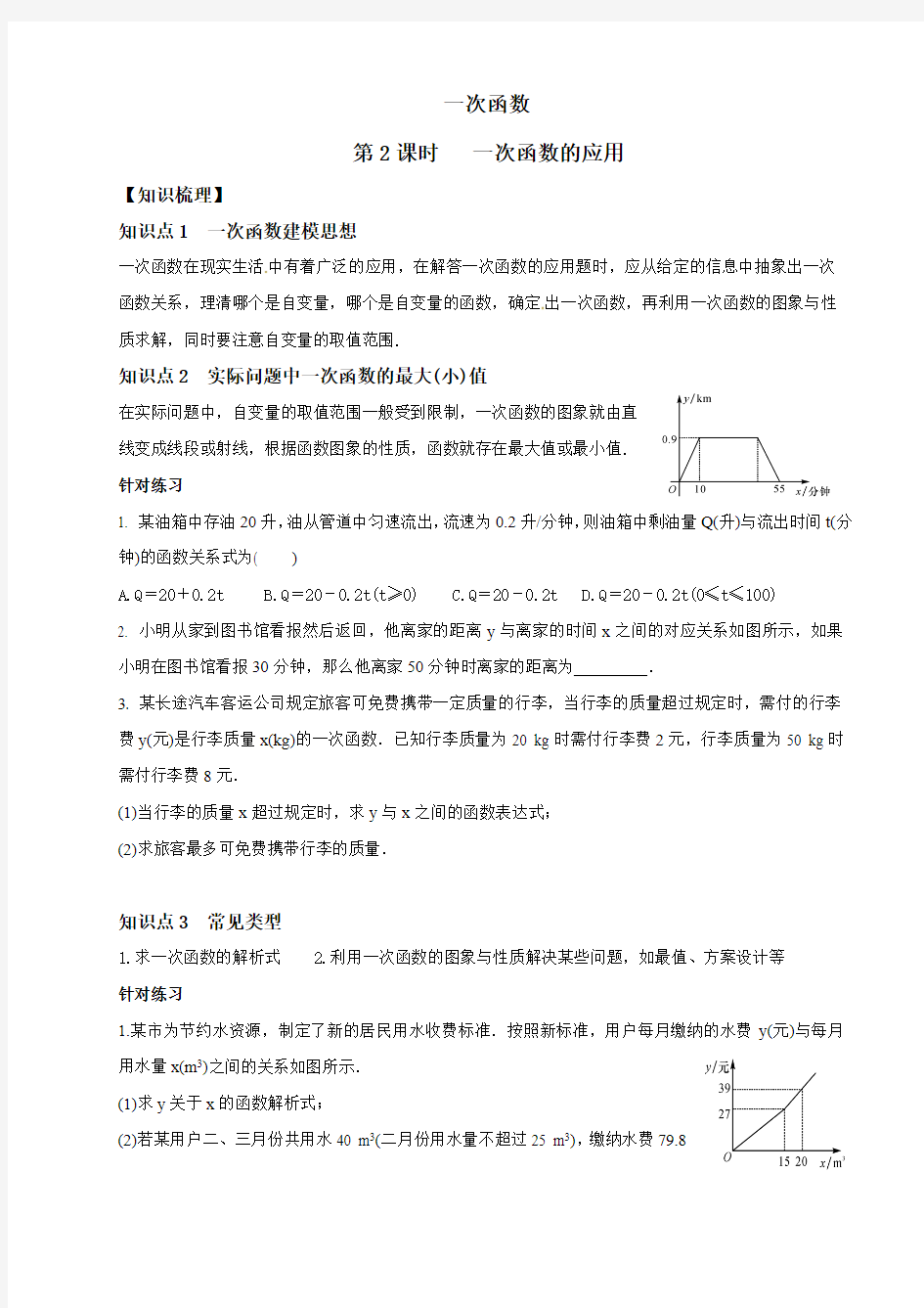 中考数学专项复习一次函数的应用