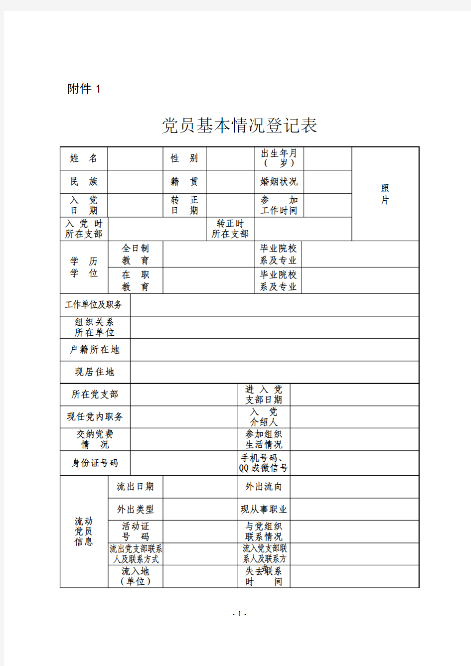 党员普查信息表