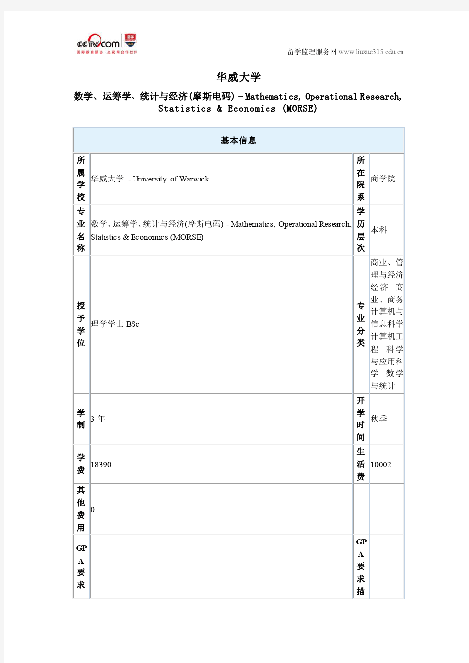 华威大学数学、运筹学、统计与经济(摩斯电码)硕士