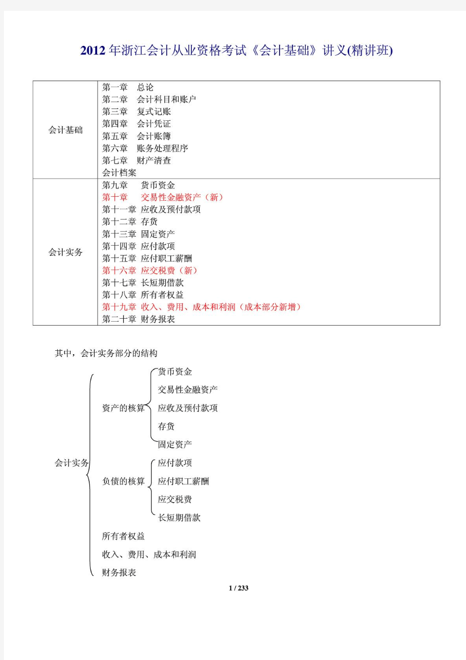 2015年浙江省会计从业资格考试《会计基础》讲义(精讲班)复习笔记加补充资料