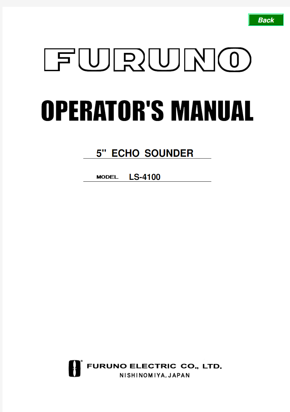 古野测深仪说明书 FURUNO LS4100 Operator's Manual(echo sounder)