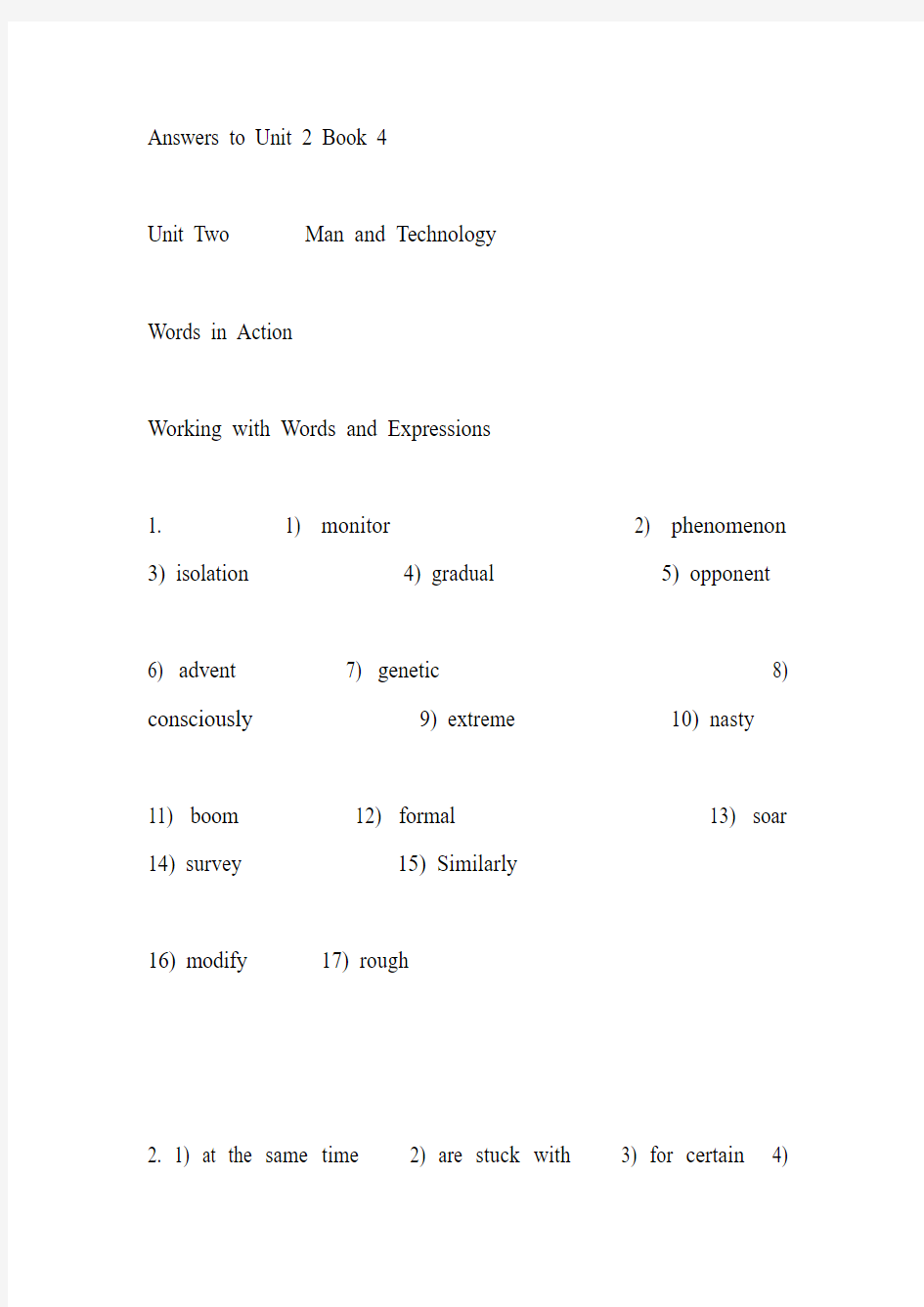 Answers to Unit 2 Book 4