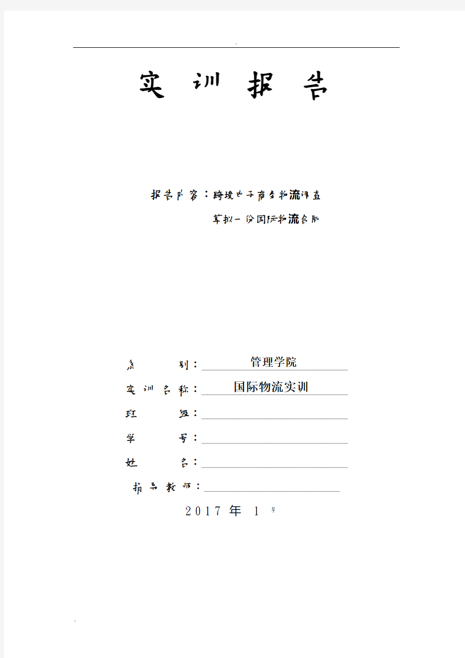 国际物流实训报告